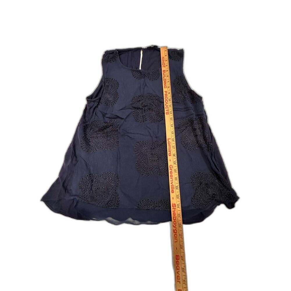 Daniel Rainn Navy Crochet Sleeveless Blouse Size XL - Picture 5 of 6
